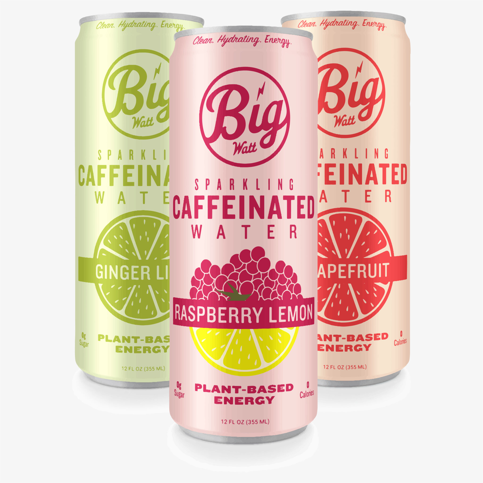 Raspberry Lemon Caffeinated Sparkling Water (12 Pack) Big Watt Cold Beverage Co.